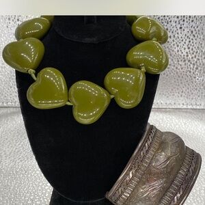 ChunKee ^^^ Olive Green Heart Bead Necklace -  / Bracelet collection ^^^